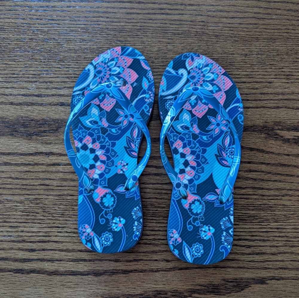 Vera Bradley Blue Paisley Tribal Flip Flop Sandals Women's 5 6